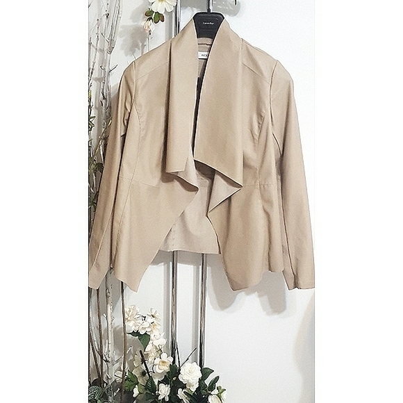 🔖Ricki's⚡Faux Leather Long Sleeve Lightweight Jacket🍂Waterfall Collar - Picture 3 of 6